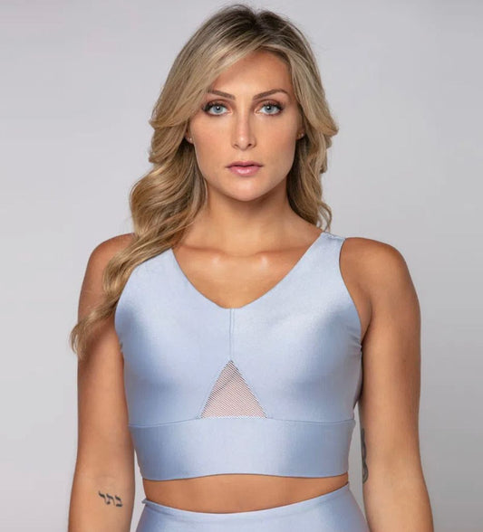 Infinite blue polyamide Top with cutouts in women's fabric